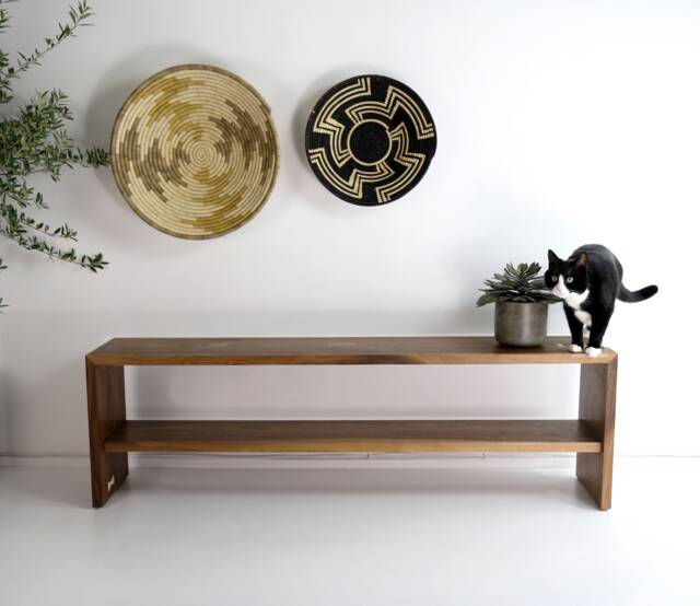 Narrow Wooden Console Table - Hallway Storage Shoe Bench Minimalist Entryway With Organization - image 1