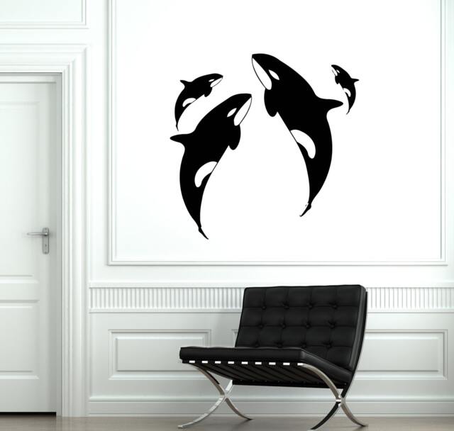 Wall Vinyl Decal Whale Ocean Beach Sea Water Animal Decor 2018Di - image 1