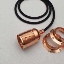 Plug in Pendant Light - Copper E27 Threaded Vintage Style Lamp Holder Hanging Fabric Cable Wall Cord Reading, Ambient Mood Lighting - thumbnail 4
