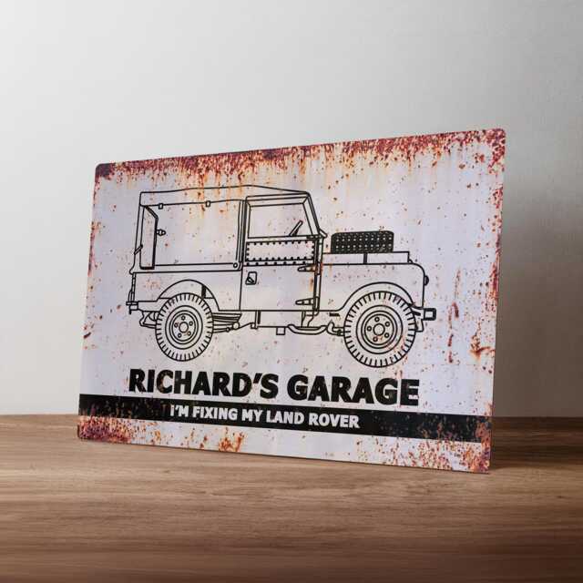 Personalised Land Rover Sign - Custom Metal Off-Road Garage Decor Classic 4x4 Workshop Art in A5, A4, A3 - image 1
