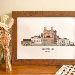 Richmond Skyline Print, Hand Drawn Illustrated Poster, Colourful Wall Art, Housewarming Gift, Detailed Cityscape - thumbnail 3