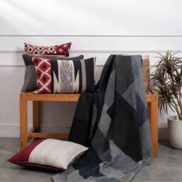 Landscape Fray Handmade Vintage Kantha Throw - Black - thumbnail 2