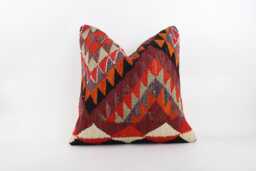 Vintage Floral Kilim Pillow 20'' Turkish Wool Accent Pillow