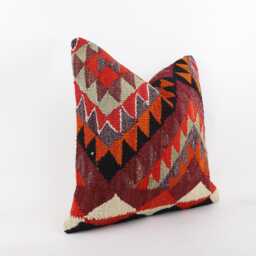 Vintage Floral Kilim Pillow 20'' Turkish Wool Accent Pillow - thumbnail 3