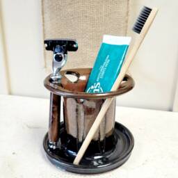 Handmade Ceramic Toothbrush Holder Family Size 6-Slot Bathroom Organizer - thumbnail 2