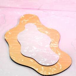 Gold Wiggly Mirror - Wavy Acrylic Color Mirror Wiggly Amorphic Retro Object - thumbnail 2