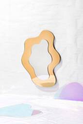 Gold Wiggly Mirror - Wavy Acrylic Color Mirror Wiggly Amorphic Retro Object - thumbnail 1