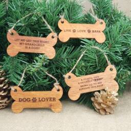 Dog Ornament Set - Gifts For Lovers Wood Christmas Tree Ornaments Stocking Stuffer - thumbnail 2