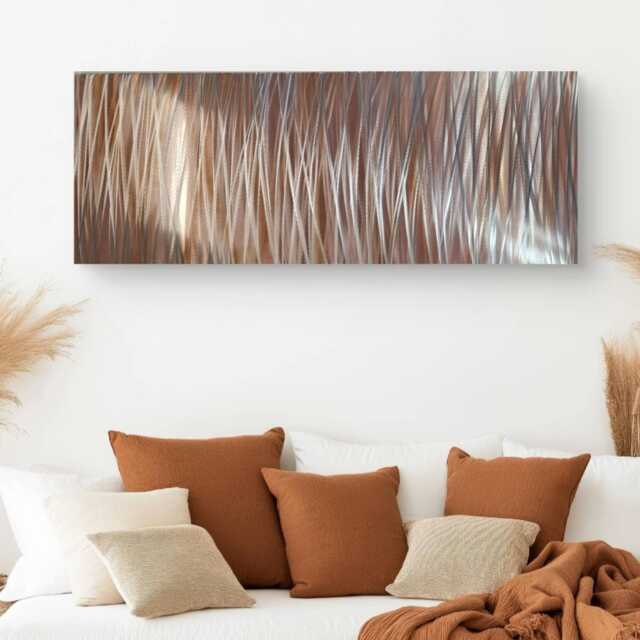 "Abstract Metal Wall Art, Copper & Silver, " - image 1
