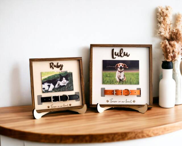 Pet Memorial Plaque , Dog Loss Gift, Photo Frame, Custom Cat Portrait, Plaque, Collar Remembrance, Remembrance Gift E35 - image 1