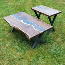 Beautiful Live Edge Black Walnut River Coffee Table & End Set - thumbnail 4
