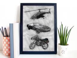 80S Tv Vehicles Art Poster Print Portrait - Airwolf Knight Rider Street Hawk Wall - thumbnail 1