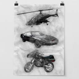 80S Tv Vehicles Art Poster Print Portrait - Airwolf Knight Rider Street Hawk Wall - thumbnail 3