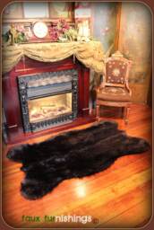 Plush Faux Fur Rug - Shaggy Bear Skin Pelt, Handmade in Usa - thumbnail 1