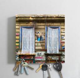 Key Board Wood 5 Magnets Holder W. Picture Brandenburg Gate Berlin - thumbnail 1