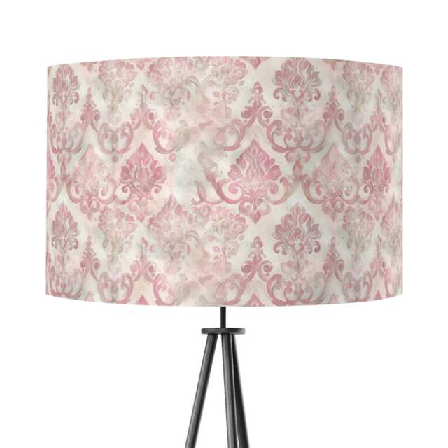 Vintage Style Delicate Pink Velvet Damask Lampshade 25cm 30cm 35cm 40cm 45cm - Drum Lamp Shade Ceiling Lamp, Country Cottage - image 1