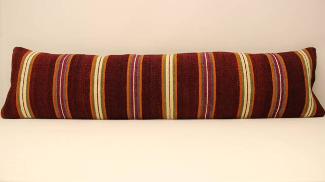 King Size Kilim Pillow Cover Vintage Turkish Wool Lumbar Pillow, 12x47 4Oyf-68 - image 1
