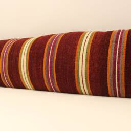 King Size Kilim Pillow Cover Vintage Turkish Wool Lumbar Pillow, 12x47 4Oyf-68 - thumbnail 3