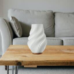3D Printed Lamp, Bedside Table Warm Night Light 3D Print Moonlight, Giftwarming Gift, Pla Lampshade, Wood Base - thumbnail 4