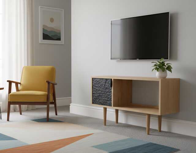 Oak Tv Stand - Unit Record Player Vinyl Record Storage Sideboard Media Furniture - image 1