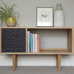 Oak Tv Stand - Unit Record Player Vinyl Record Storage Sideboard Media Furniture - thumbnail 2