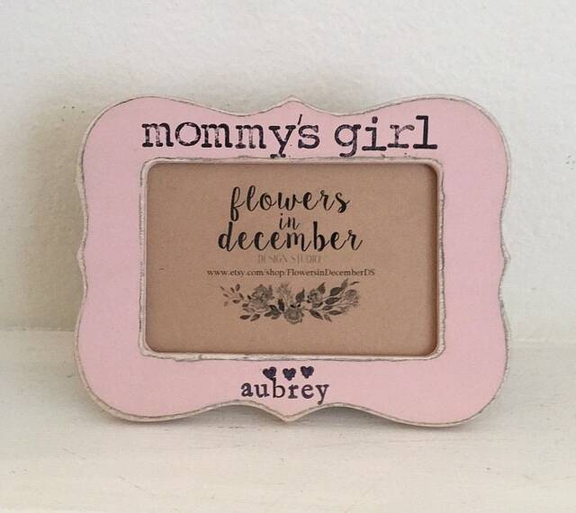 Personalized Mommy's Girl Picture Frame Hand Stamped 4x6 Photo Frame - image 1