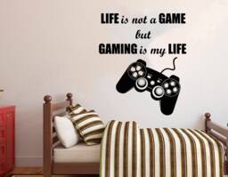 Gamer Wall Decal Video Game Controller, Removable Vinyl Art 2890 - thumbnail 1