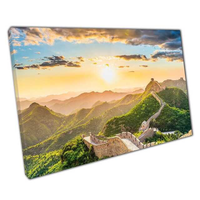 Great Wall Of China Canvas Print Morning Sun Foliage Art Home Office Decor - image 1