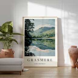 Grasmere Lake District Print Cumbria Travel Poster, UK Wall Art - thumbnail 2