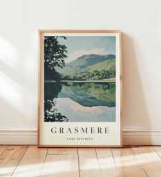 Grasmere Lake District Print Cumbria Travel Poster, UK Wall Art - thumbnail 1