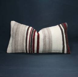 "Kilim Pillow, Wool Kilim Cousin From Anatolia , 30x60 cm, 12""x24" - thumbnail 1