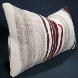 "Kilim Pillow, Wool Kilim Cousin From Anatolia , 30x60 cm, 12""x24" - thumbnail 2