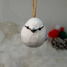 Azure Tit Ornament, Hand Painted Blue Bird Figurine, Frost White Christmas Tree Decor, Unique Gift For Lovers - thumbnail 4