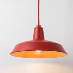 Hanging Light - Modern Rust Red Metal With Industrial Dome Shade - Minimal Ceiling Lighting For Kitchen & Dining Area - thumbnail 3