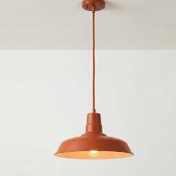 Hanging Light - Modern Rust Red Metal With Industrial Dome Shade - Minimal Ceiling Lighting For Kitchen & Dining Area - thumbnail 4