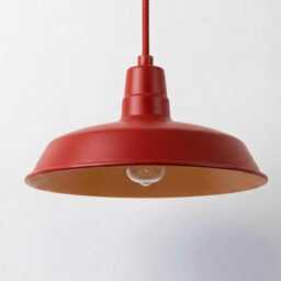 Hanging Light - Modern Rust Red Metal With Industrial Dome Shade - Minimal Ceiling Lighting For Kitchen & Dining Area - thumbnail 2