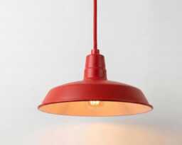 Hanging Light - Modern Rust Red Metal With Industrial Dome Shade - Minimal Ceiling Lighting For Kitchen & Dining Area