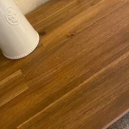 Sold Solid Wood Writing Desk, Oak, With Three Storage Drawers, For Office Study Bedroom Workspace, Working From Home, Blue, Copper Accents - thumbnail 3