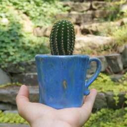 Ceramic Turquoise Pot Cactus, Cover, Hand Made Ceramic Pot, Mini Flower Pot Succulent Planter, Birthday Gift - thumbnail 4