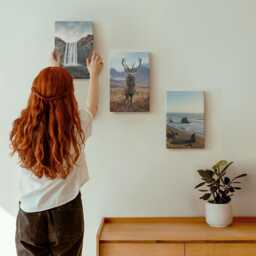 Canvas Set Of 3 - Mountain Landscapes With A Waterfall, Deer, & Beach, Gray Wall Art Large, Decor - thumbnail 3