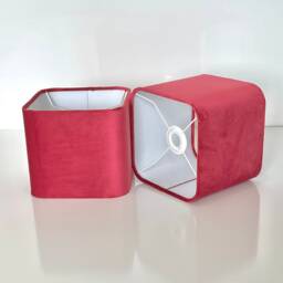New High Quality Upholstery Velvet Fuchsia Pink Rounded Square Lamp Shade Pendant Light - thumbnail 2