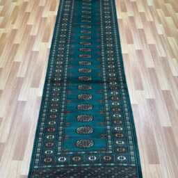 2.6x10 Emerald Green Bokhara Rug - Runner Hallway Luxury Long Fine Quality Afghan - thumbnail 2