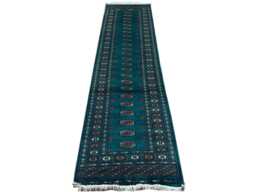 2.6x10 Emerald Green Bokhara Rug - Runner Hallway Luxury Long Fine Quality Afghan