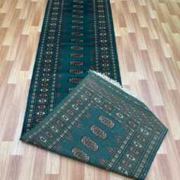 2.6x10 Emerald Green Bokhara Rug - Runner Hallway Luxury Long Fine Quality Afghan - thumbnail 4