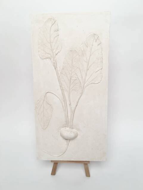 Tile Beet Cast. Botanical Decorative Unique Plaster Wall Art Frame Wood Concrete Impression Pressed Flowers Eco Friendly - image 1