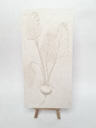 Tile Beet Cast. Botanical Decorative Unique Plaster Wall Art Frame Wood Concrete Impression Pressed Flowers Eco Friendly