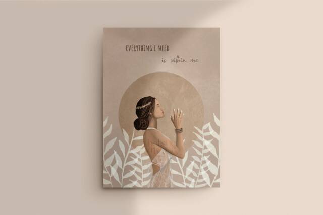 Meditation Girl Art Print Yoga Room Decor, Mindfulness Poster - image 1