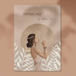 Meditation Girl Art Print Yoga Room Decor, Mindfulness Poster - thumbnail 3