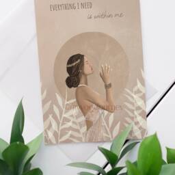 Meditation Girl Art Print Yoga Room Decor, Mindfulness Poster - thumbnail 2