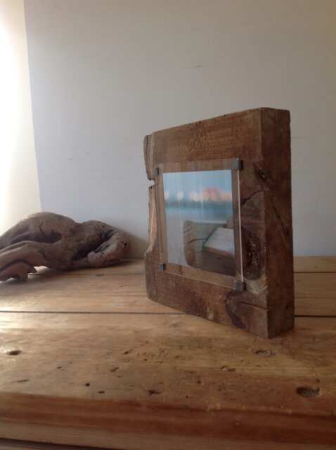 Abstract Beach Photo On A Reclaimed Sea Groyne One Of Kind Wood Block , Handmade . Reclaimed Wall Art - image 1